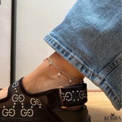 "Sanna" slv ankelkde med hvide zirkonia sten