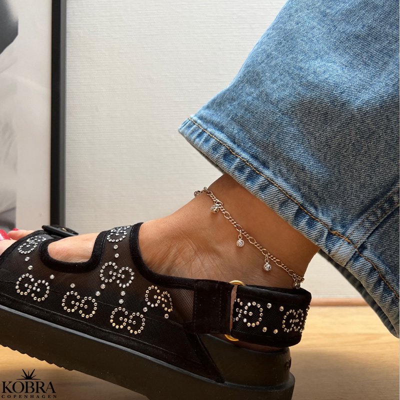 "Sanna" slv ankelkde med hvide zirkonia sten