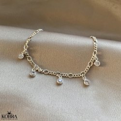 "Sanna" slv ankelkde med hvide zirkonia sten