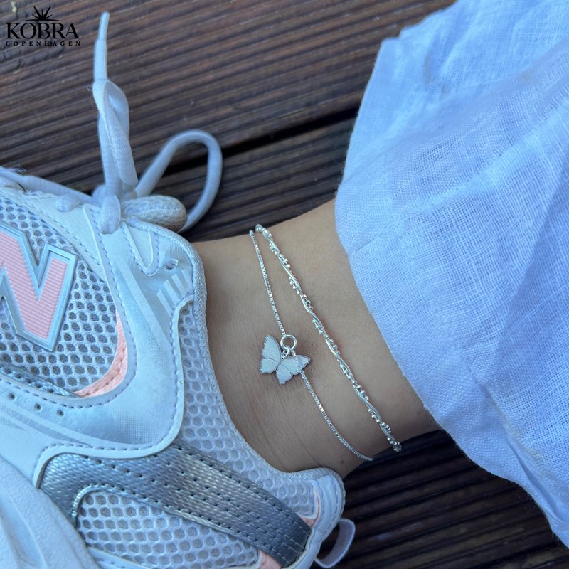 "Sally" twisted ankle chain in sterling silver