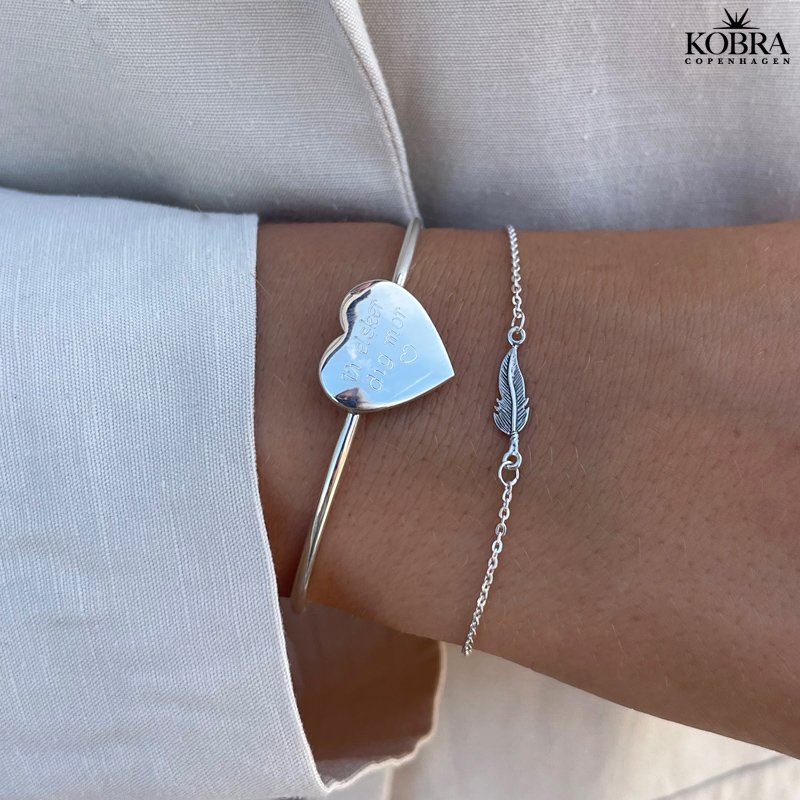 "Paris" armbnd med hjerte i sterling slv inklusiv din gravering