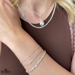 "Kansas" halskde i slv med gte ferskvandsperle 