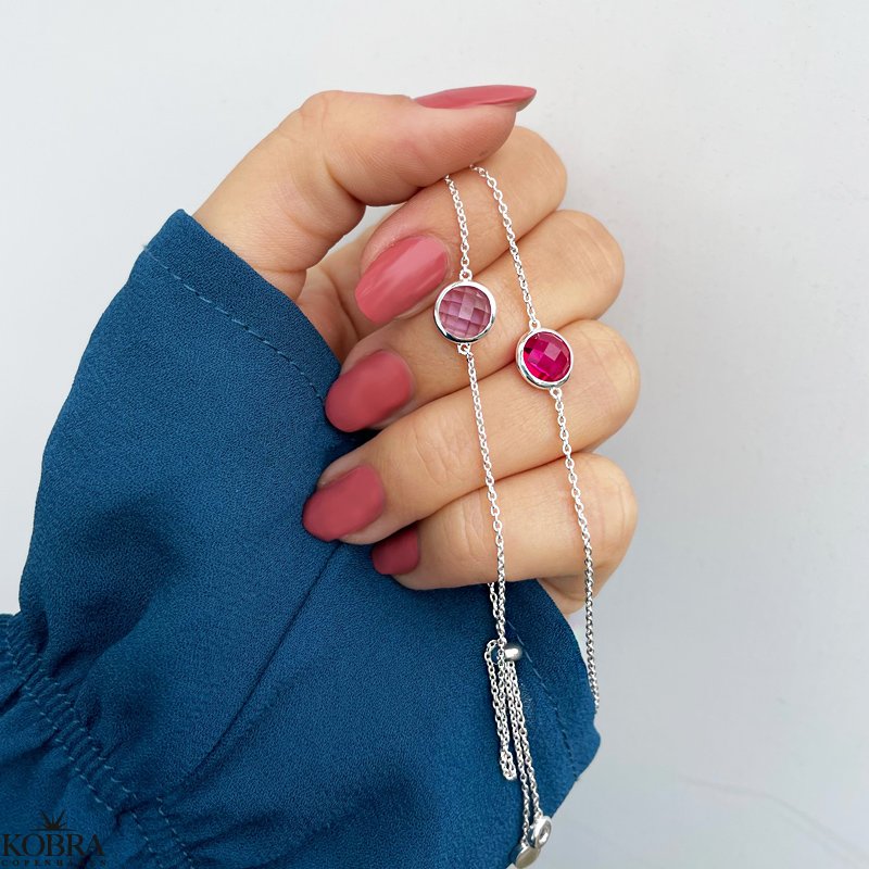 "Elegance" birthstone bracelet in silver // find your personal stone