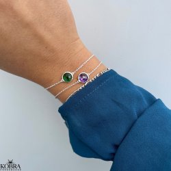 "Elegance" birthstone bracelet in silver // find your personal stone