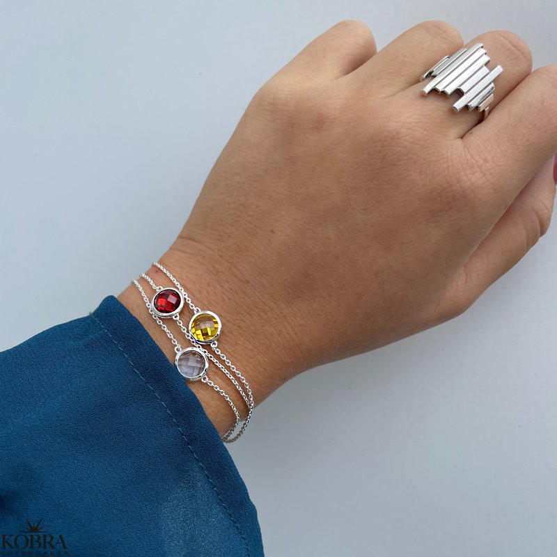 "Elegance" birthstone bracelet in silver // find your personal stone