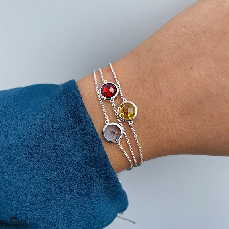 "Elegance" birthstone bracelet in silver // find your personal stone