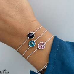 "Elegance" birthstone bracelet in silver // find your personal stone
