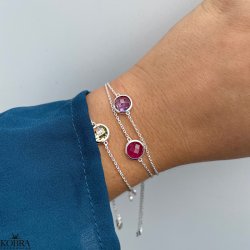 "Elegance" birthstone bracelet in silver // find your personal stone