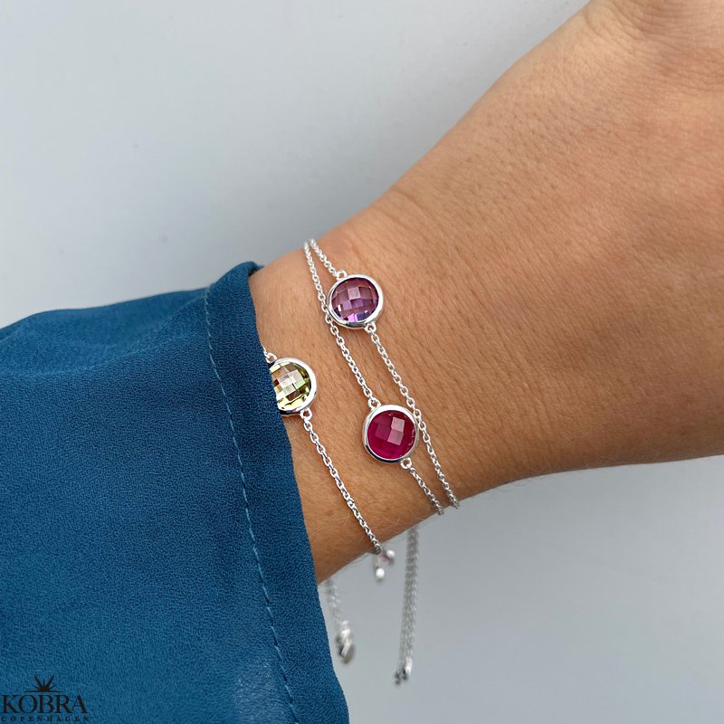 "Elegance" birthstone bracelet in silver // find your personal stone