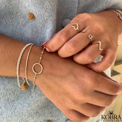 "Carol" sterling silver bracelet with silver ring and ball chain