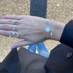 "Merci" slv armbnd med ferskvands perle og personlig gravering