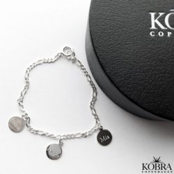 "Ohana" slv armbnd med 3 sm personlige vedhng