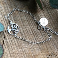 "Ana" Livets Tr armbnd i slv inklusiv lille amulet med indgravering