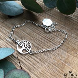 "Ana" Livets Tr armbnd i slv inklusiv lille amulet med indgravering