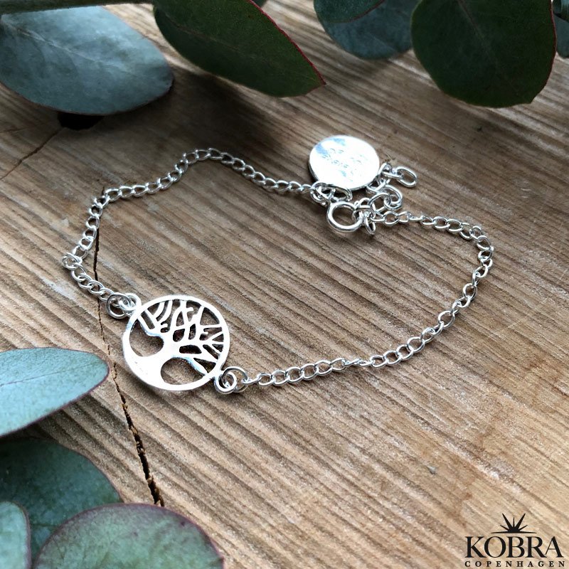 "Ana" Livets Tr armbnd i slv inklusiv lille amulet med indgravering
