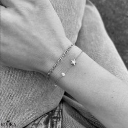 "Twilight" s�lv armb�nd med stjerner og ferskvandsperler