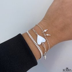 "Mathilde" slv armbnd med hjerte og din indgravering