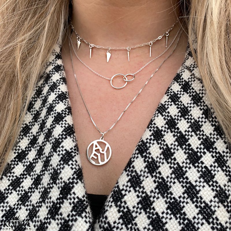 "Oslo" halskde i slv med slv ringe