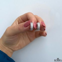 "Silje" sm slv hoops med hvide sten