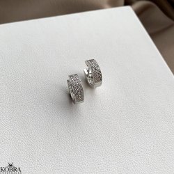 "Silje" sm slv hoops med hvide sten