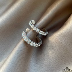 "Honey" slv hoops med hvide sten