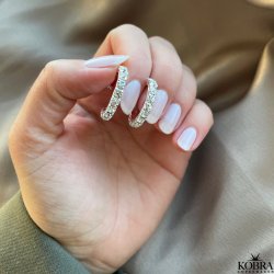 "Honey" slv hoops med hvide sten