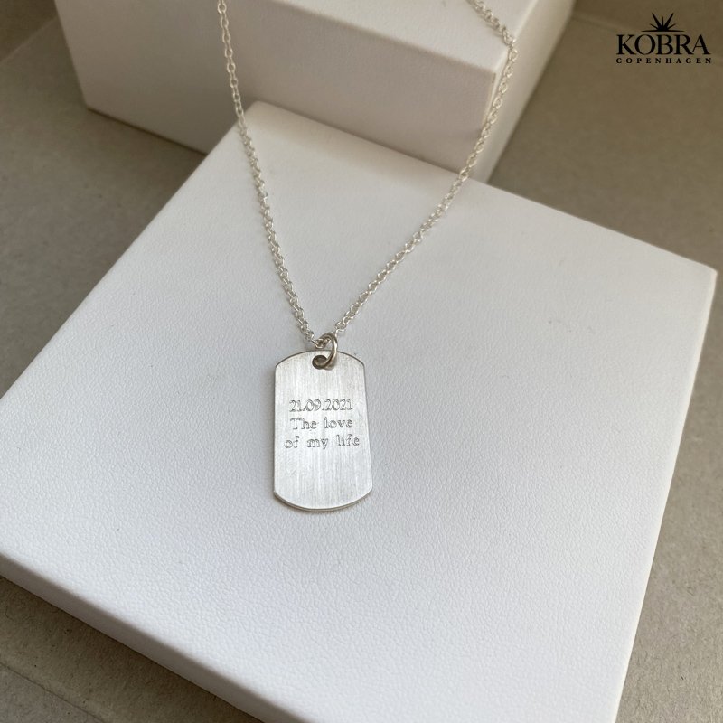 "Tyler" Dogtag halskæde i sølv med gravering