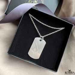"Hector" slv Dogtag halskde (str. L) med personlig gravering