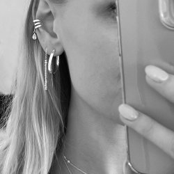"Sena" earcuff med dr�beformet zirkonia i s�lv