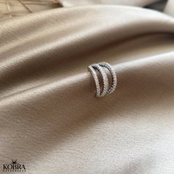 "Shine" stor slv earcuff med hvide sten