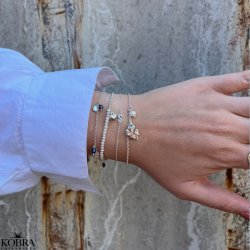  "Adele" bracelet with pearls, silver balls and heart pendant