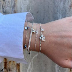  "Adele" bracelet with pearls, silver balls and heart pendant