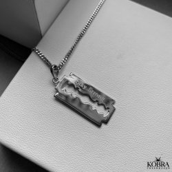 "Blade" Sterling slv herrehalskde med razor blade
