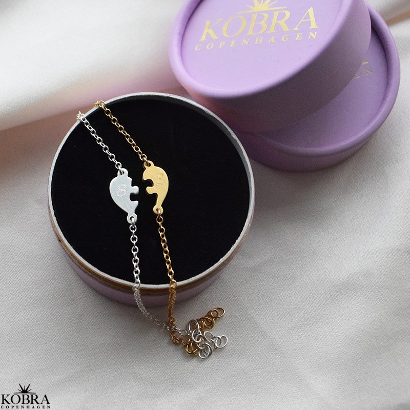 "Friends Forever" bracelet set  silver &amp; gold friendship