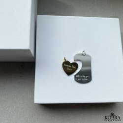 "You and Me" Dogtag i slv og hjerte i guld inklusiv gravering