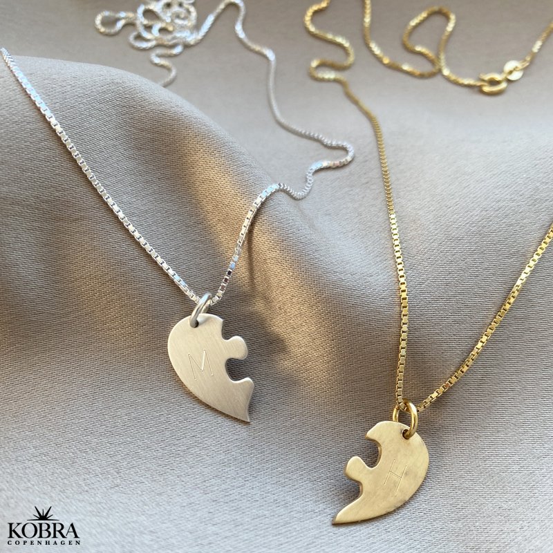 "Friends forever" Veninde halskde med hjerte slv og forgyldt