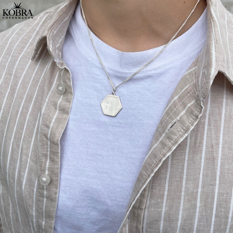 "Ryan" slv halskde til mnd inkl. gravering samt panzerkde