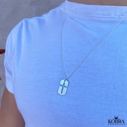Dogtag /army tag i slv med kors, inklusiv gravering