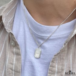 "Tarot" herrehalskde med din gravering i slv (Large) 2 mm panzerkde