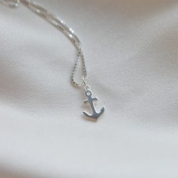 "Hope" s�lv halsk�de med lille anker