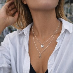 "Hope" s�lv halsk�de med lille anker