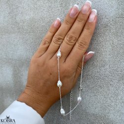 "Albany" slv perlehalskde med 4 store barok ferskvandsperler