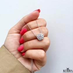 "Sylvie" slv halskde med smukke hvide zirkonia sten