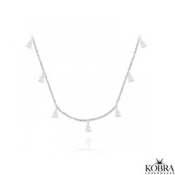 "Teardrop" slv halskde med hvide drbesten