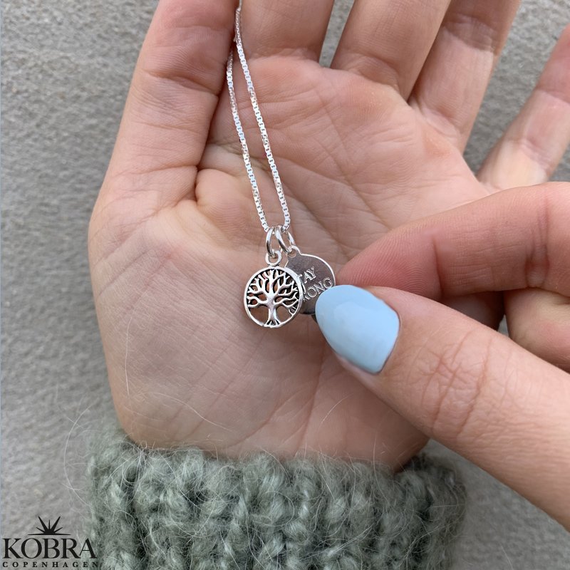 "Blaze" silver necklace with the tree of life and engraving