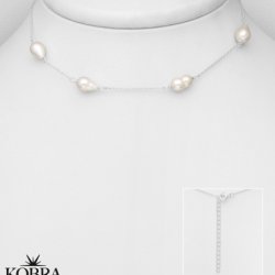 "Albany" slv perlehalskde med 4 store barok ferskvandsperler