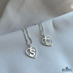 "Soul" hjerte halskde i slv med personligt bogstav