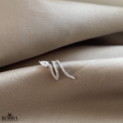 "Snakey" slv earcuff med hvide sten