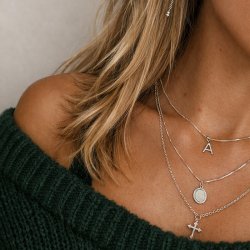 "Dazzling" halsk�de i sterling s�lv med sten og gravering