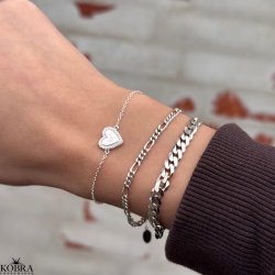 "Heart Glow" hjerte armbnd i slv inklusiv gravering
